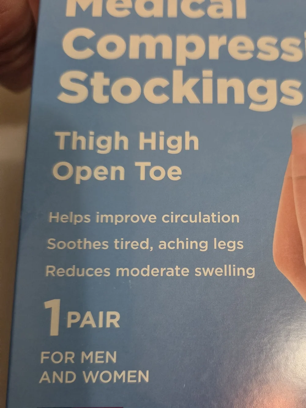 Amazon Medical Compression Stockings 2XL Beige Thigh High Open Toe New
